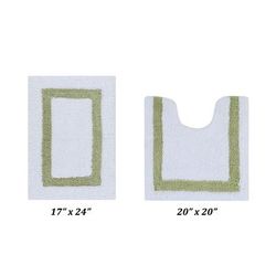 Hotel Collectionis Bath Mat Rug 2 Piece Set (17" x 24" | 20" x 20") by Better Trends in White Sage