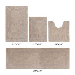 Lux Collectionis Bath Mat Rug 4 piece Set (17" x 24" | 20" x 20" | 21" x 34" | 20" x 60") by Better Trends in Sand