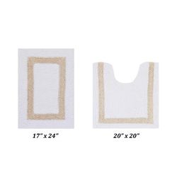 Hotel Collectionis Bath Mat Rug 2 Piece Set (17" x 24" | 20" x 20") by Better Trends in White Sand