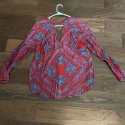 Free People Tops | Long Sleeve Free People Shirt | Color: Blue/Red | Size: Xs