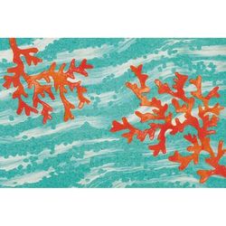 "Liora Manne Illusions Coral Wave Indoor/Outdoor Mat Aqua 19.5"x29.5" - Trans Ocean Import Co ILU12326504"