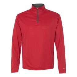 Badger Sport 4102 Men's Lightweight Long-Sleeve Quarter-Zip Performance Pullover T-Shirt size Large | Polyester BG4102