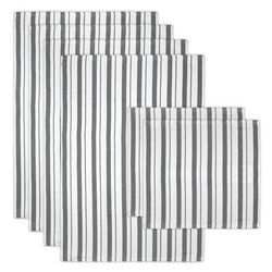 Basket Weave Stripe Cloth/Towel 6pc Set by Mu Kitchen in Stone Gray