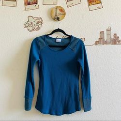 Columbia Tops | Columbia Blue Ribbed Long Sleeve Round Neck Top M | Color: Blue | Size: M