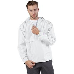 Champion CO200 Adult Packable Anorak 1/4 Zip Jacket in White size Small | Polyester