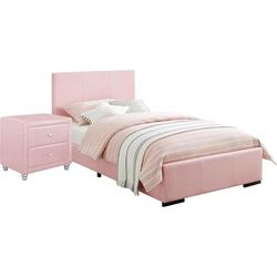 Hindes Upholstered Platform Bed, Pink, Full with 1 Nightstand - Camden Isle Furniture 86956