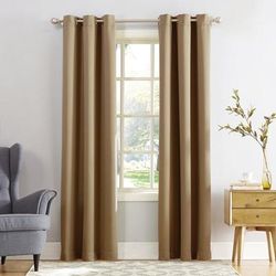 Wide Width Sun Zero Blackout Greenwich Grommet Panel by BrylaneHome in Taupe (Size 40" W 95" L)