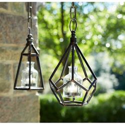 "Hanging Tea Light Holder (Set of 2) 10.5"H Metal/Glass - Melrose International 62758DS"