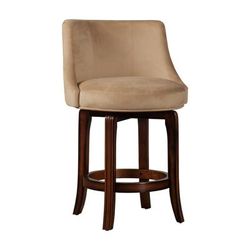 Hillsdale Furniture Napa Valley Wood Counter Height Swivel Stool, Dark Brown Cherry with Textured Khaki Fabric - 4294-828I