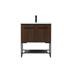 30 inch single bathroom vanity in walnut - Elegant Lighting VF42530MWT