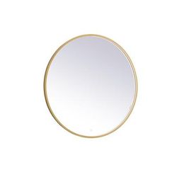 Pier 39 inch LED mirror with adjustable color temperature 3000K/4200K/6400K in brass - Elegant Lighting MRE6039BR