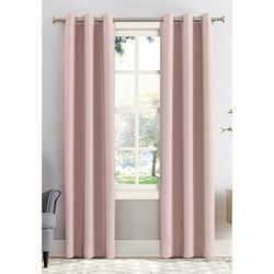 Wide Width Sun Zero Blackout Greenwich Grommet Panel by BrylaneHome in Blush (Size 40" W 95" L)