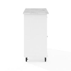 Avery Kitchen Island/Cart Distressed White/ White Marble - Crosley CF3021-WH