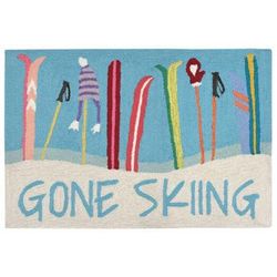 "Liora Manne Frontporch Gone Skiing Indoor/Outdoor Rug Blue 20"x30" - Trans Ocean FTP12184503"