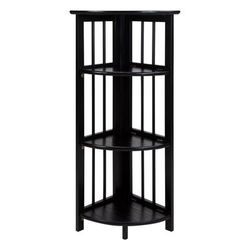 4-Shelf Corner Folding Bookcase-Black by Casual Home in Black