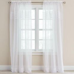 Wide Width BH Studio Sheer Voile Pleated Rod-Pocket Panel by BH Studio in White (Size 56" W 95" L) Window Curtain