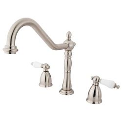 Kingston Brass KB1798PLLS Widespread Kitchen Faucet, Brushed Nickel - Kingston Brass KB1798PLLS