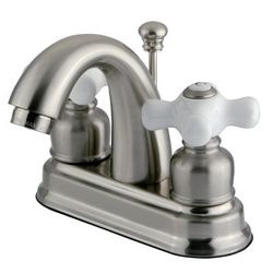 Kingston Brass KB5618PX Restoration 4 in. Centerset Bathroom Faucet, Brushed Nickel - Kingston Brass KB5618PX