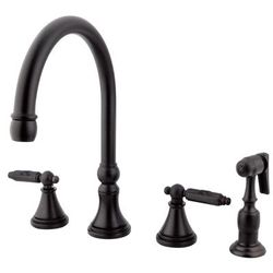 Gourmetier GS2795GLBS Widespread Kitchen Faucet with Brass Sprayer, Oil Rubbed Bronze - Kingston Brass GS2795GLBS