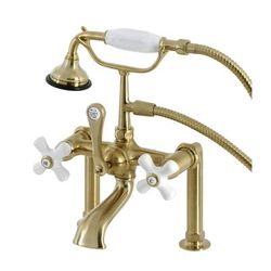 Kingston Brass AE111T7 Auqa Vintage Deck Mount Clawfoot Tub Faucet, Brushed Brass - Kingston Brass AE111T7