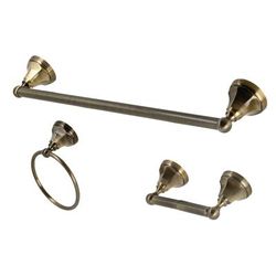 Kingston Brass BAK4181248AB Metropolitan 3-Piece Towel Bar Accessory Set, Antique Brass - Kingston Brass BAK4181248AB