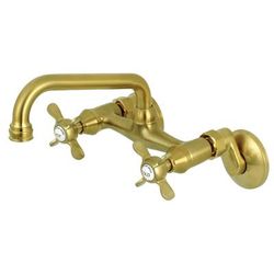 Kingston Brass KS113SB Essex Two Handle Wall Mount Kitchen Faucet, Brushed Brass - Kingston Brass KS113SB