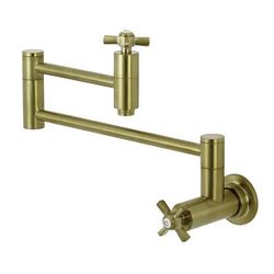 Kingston Brass KS8107ZX Millennium Wall Mount Pot Filler Kitchen Faucet, Brushed Brass - Kingston Brass KS8107ZX