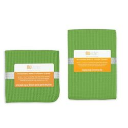 Microfiber Waffle Cloth & Towel 5pc Set by Mu Kitchen in Green