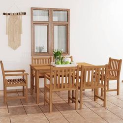 vidaXL Set da Pranzo per Esterni 7 pz in Legno Massello di Teak