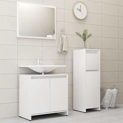 vidaXL Set Mobili da Bagno 3 pz Bianco in Truciolato