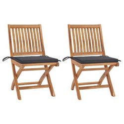 vidaXL Sedie da Giardino 2 pz con Cuscini Antracite Massello di Teak