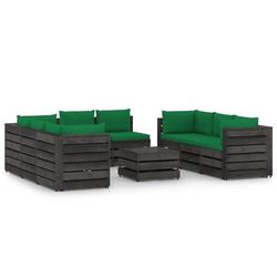 vidaXL Set Divani da Giardino con Cuscini 9 pz Legno Impregnato Grigio