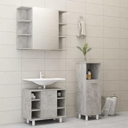 vidaXL Set Mobili da Bagno 3 pz Grigio Cemento in Truciolato