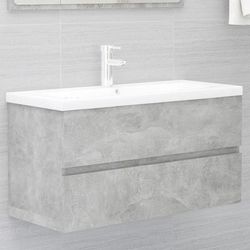 vidaXL Mobile Bagno con Lavabo Integrato Grigio Cemento in Truciolato