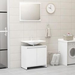 vidaXL Set Mobili da Bagno Bianco in Legno Multistrato