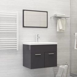 vidaXL Set Mobili da Bagno 2 pz Grigio Lucido in Truciolato