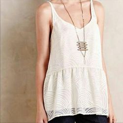 Anthropologie Tops | Anthropologie Hd In Paris White Tank With Detailing Small | Color: Cream/White | Size: S