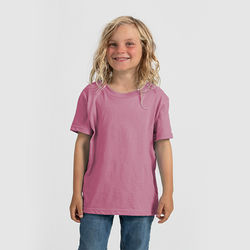 Tultex 0235TC Youth Fine Jersey T-Shirt in Heather Cassis size XS | Cotton 235