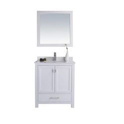 Wilson 30 - White Cabinet With White Quartz Countertop - Laviva 313ANG-30W-WQ