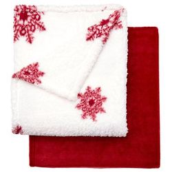 Fleece Blanket + Free Throw by BrylaneHome in Cabernet Snowflake (Size FL/QUE)