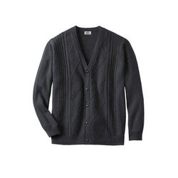 Men's Big & Tall Liberty Blues Shoreman's Cardigan Cable Knit Sweater by KingSize in Heather Navy (Size L)