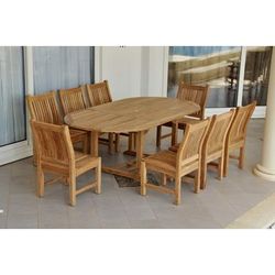 "Bahama Sahara 9-Piece 87" Oval Dining Set - Anderson Teak Set-85"