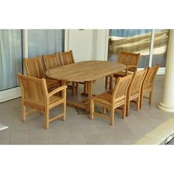 "Bahama Sahara Side Chair 7-Piece 87" Oval Dining Set - Anderson Teak Set-87"