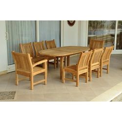 "Bahama Sahara 9-Piece 78" Oval Dining Set - Anderson Teak Set-84"