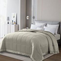 All Season Colored Microfiber Down Alternative Blanket by LCM Home Fashions, Inc. in Khaki (Size KING)