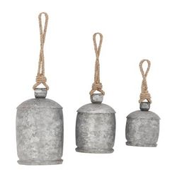 Set Of 3 Grey Metal Rustic Windchime by Quinn Living in Grey