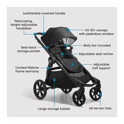Baby Jogger City Select 2 Single Stroller + Pram Bundle - Eco Collection - Lunar Black