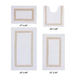 Hotel Collections Bath Mat Rug 4 Piece Set (17" X 24" | 20" X 20" | 21" X 34" | 24" X 40") by Better Trends in White Sand