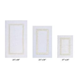 Hotel Collectionis Bath Mat Rug 3 Piece Set (17" x 24" | 21" x 34" | 24" x 40") by Better Trends in White Ivory