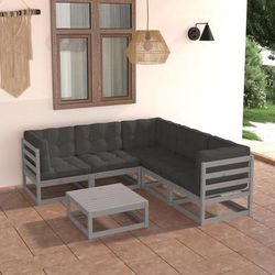 vidaXL Set Divani da Giardino 6 pz con Cuscini Legno Massello Pino